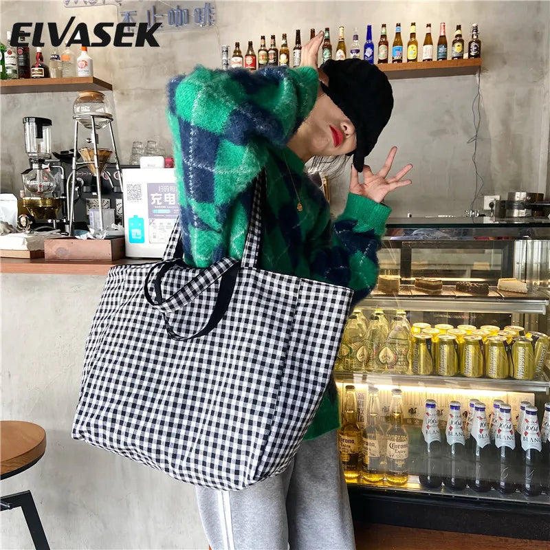 Scottish Pattern Vintage Plaid Female Large Capacity Tote Handbag