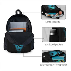 Funny Shark And Diver Backpacks Zip Pockets Men's Women's School Bags