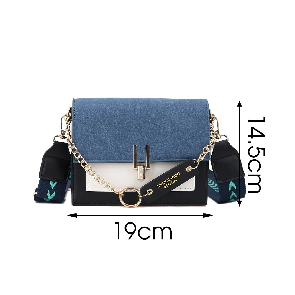 Leather Contrast Crossbody Bag for Women