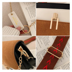 Leather Contrast Crossbody Bag for Women