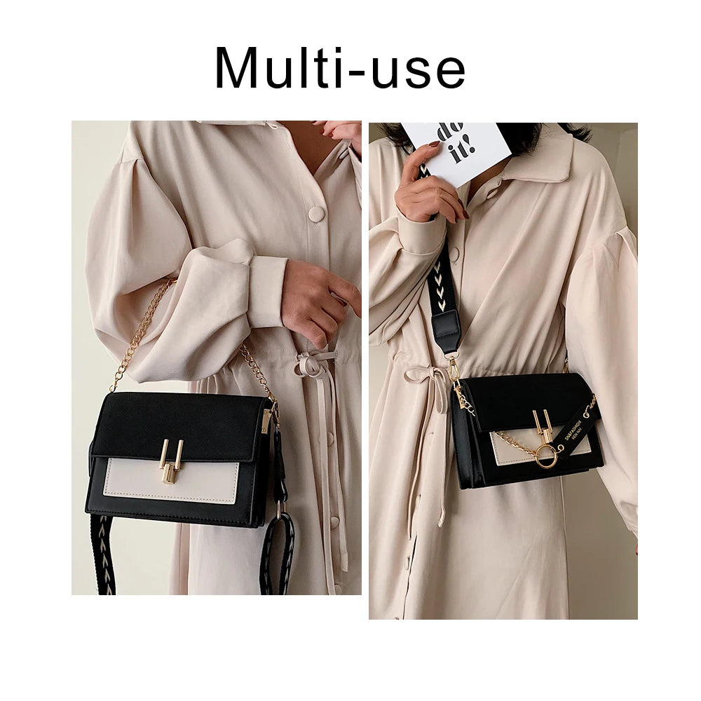 Leather Contrast Crossbody Bag for Women