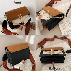 Leather Contrast Crossbody Bag for Women