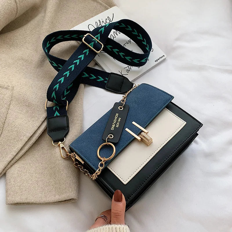 Leather Contrast Crossbody Bag for Women