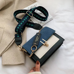 Leather Contrast Crossbody Bag for Women