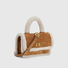 Leather Lambswool Shoulder Bag Patchwork Crossbody Bags for Women