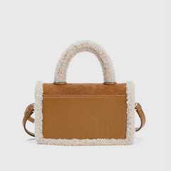 Leather Lambswool Shoulder Bag Patchwork Crossbody Bags for Women