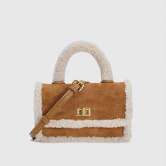 Leather Lambswool Shoulder Bag Patchwork Crossbody Bags for Women