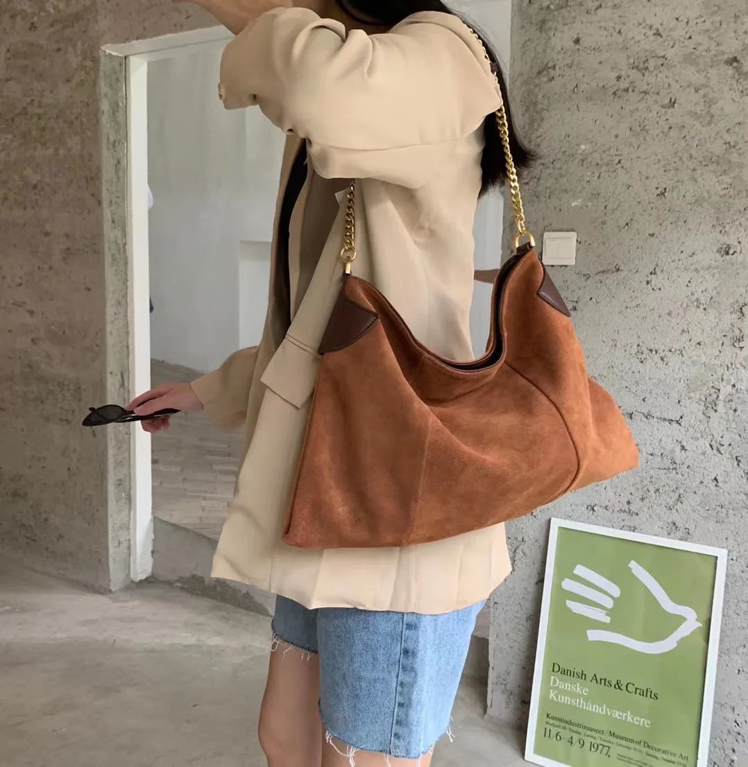 Large Capacity Leather Shoulder Bag Casual Top-handle Handbags