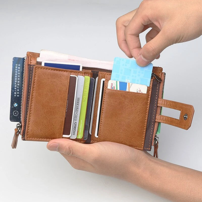 Seagloca Men Vertical Wallet Zipper Hasp Large-capacity Purse Male Wallets