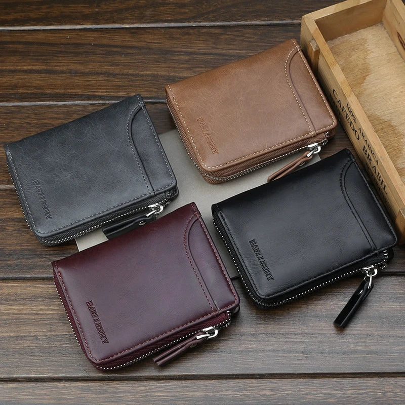 Seagloca Men PU Leather Zipper Wallet Purse Short Male Clutch