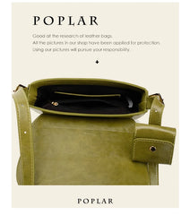 Vintage Oil Wax Skin Semicircle Saddle Bag Small Lady Shoulder Bag Green