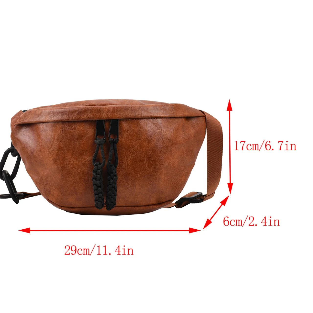 Semicircle Saddle Crossbody Bag Women PU Leather Fanny Pack Travel Chest Bag
