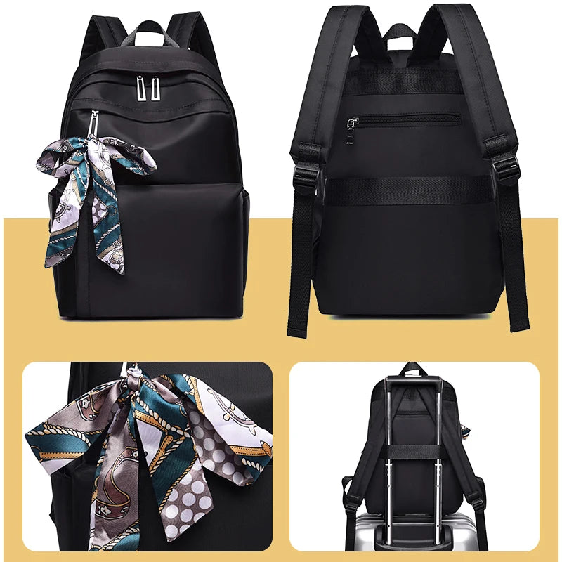 Silk Scarf Nylon Women Backpack - Pretty Style Girls School Travel Rucksack