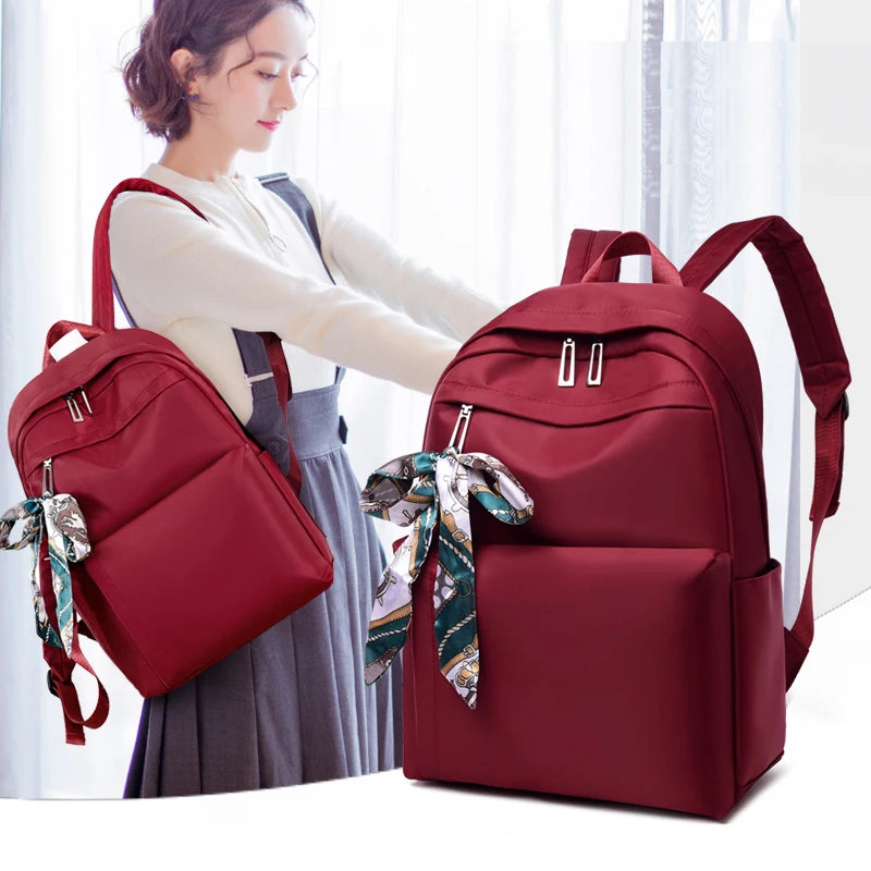 Silk Scarf Nylon Women Backpack - Pretty Style Girls School Travel Rucksack