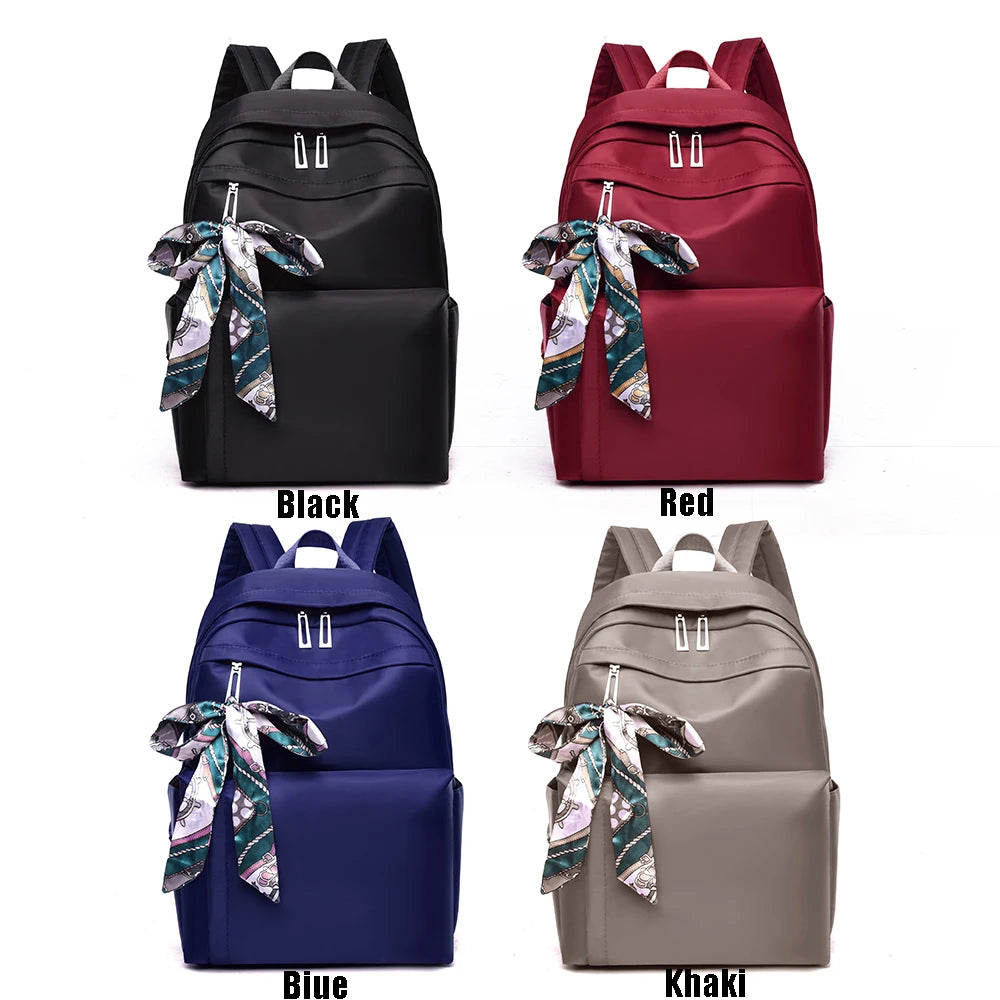 Silk Scarf Nylon Women Backpack - Pretty Style Girls School Travel Rucksack