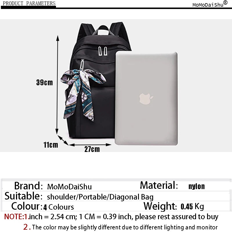 Silk Scarf Nylon Women Backpack - Pretty Style Girls School Travel Rucksack