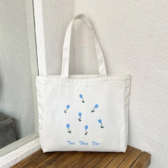 Harajuku Brother Canvas Bag Small Flower Large Capacity Shopping Bag