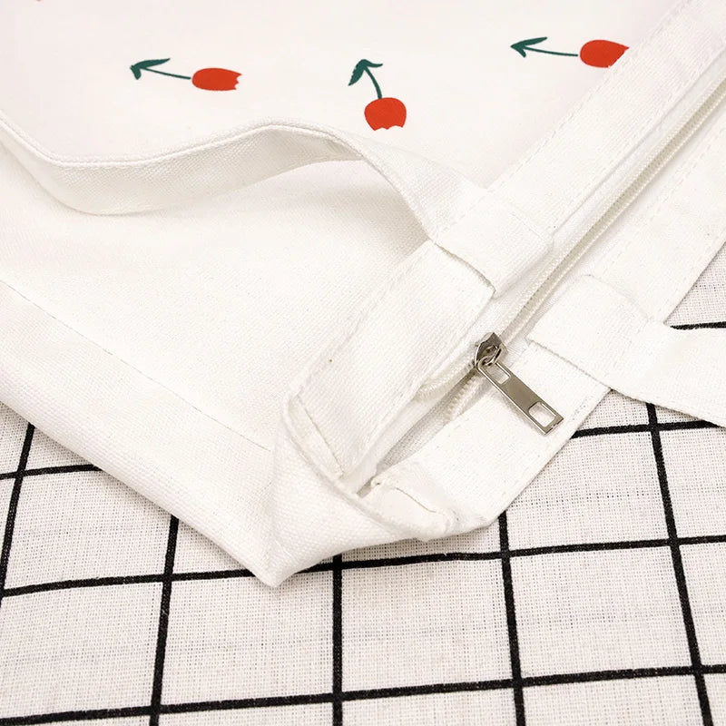 Harajuku Brother Canvas Bag Small Flower Large Capacity Shopping Bag