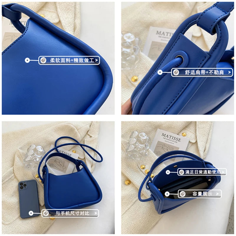Texture Tote Bag for Women Portable Shoulder Messenger Bag