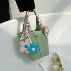 Leather Bucket Bag Lady Sac Solid Crossbody Bags for Girl