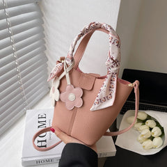 Leather Bucket Bag Lady Sac Solid Crossbody Bags for Girl