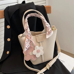 Leather Bucket Bag Lady Sac Solid Crossbody Bags for Girl