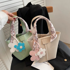 Leather Bucket Bag Lady Sac Solid Crossbody Bags for Girl