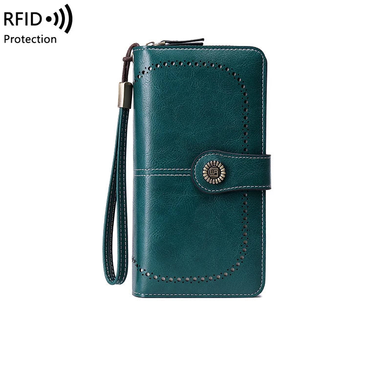 Sentiblos RFID Blocking Trifold Leather Wallet for Women