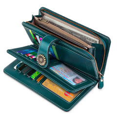 Sentiblos RFID Blocking Trifold Leather Wallet for Women