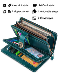 Sentiblos RFID Blocking Trifold Leather Wallet for Women