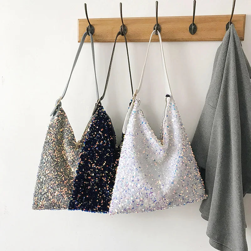 Sequin Handbag Shoulder Bags for Women Totes Female Shopping Bag