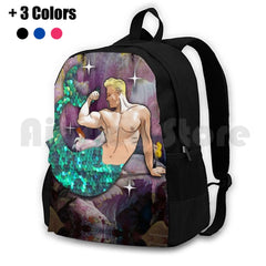 Sequin Merman Outdoor Hiking Backpack Sparkles Vintage Mary Blair Pierre Collage