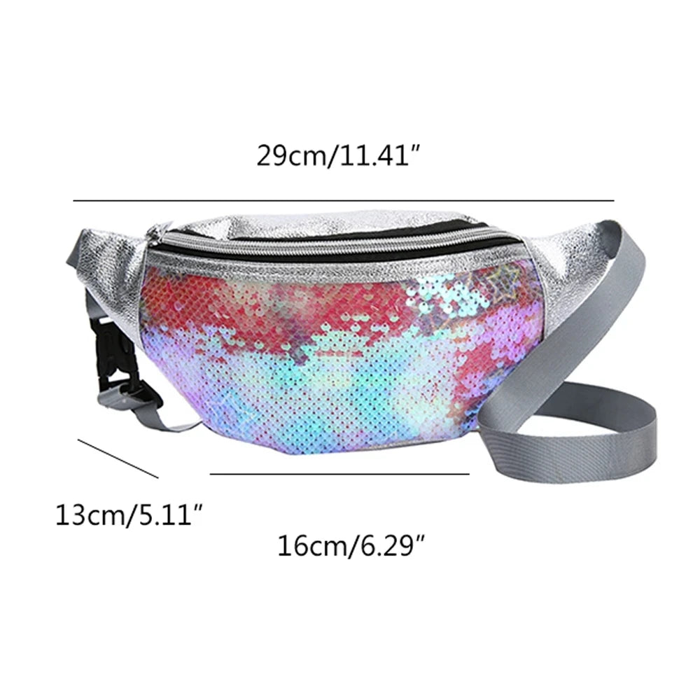 Sequin Waist Bag Glitter Fanny Pack Women`s Belt Bag