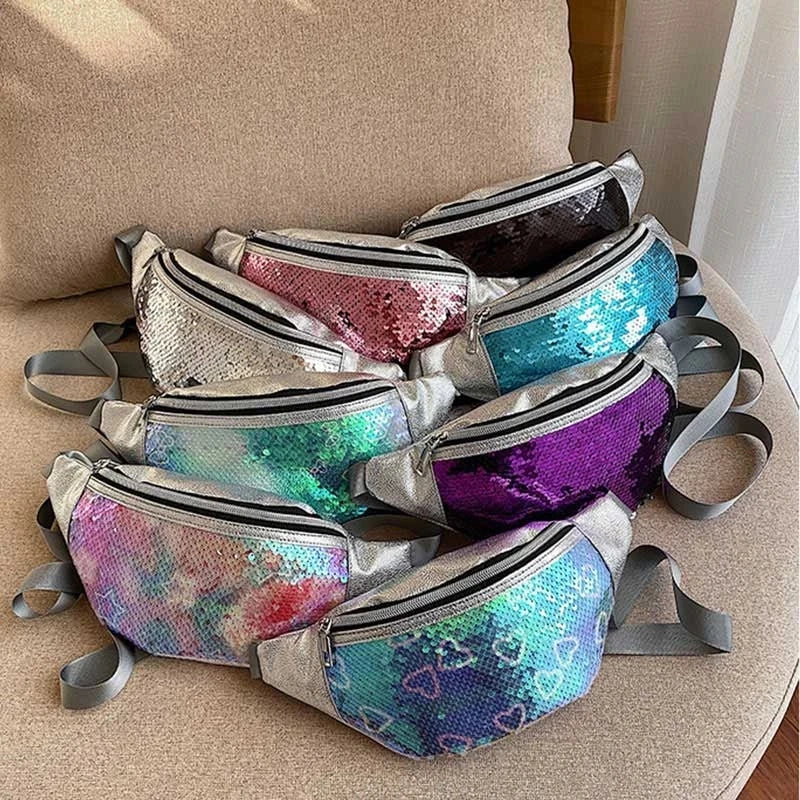 Sequin Waist Bag Glitter Fanny Pack Women`s Belt Bag