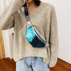 Sequined Holographic Fanny Pack Phone Messenger Bag