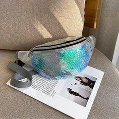 Sequined Holographic Fanny Pack Phone Messenger Bag