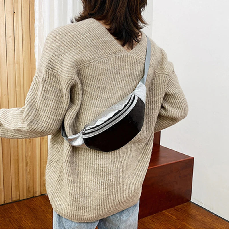 Sequined Holographic Fanny Pack Phone Messenger Bag