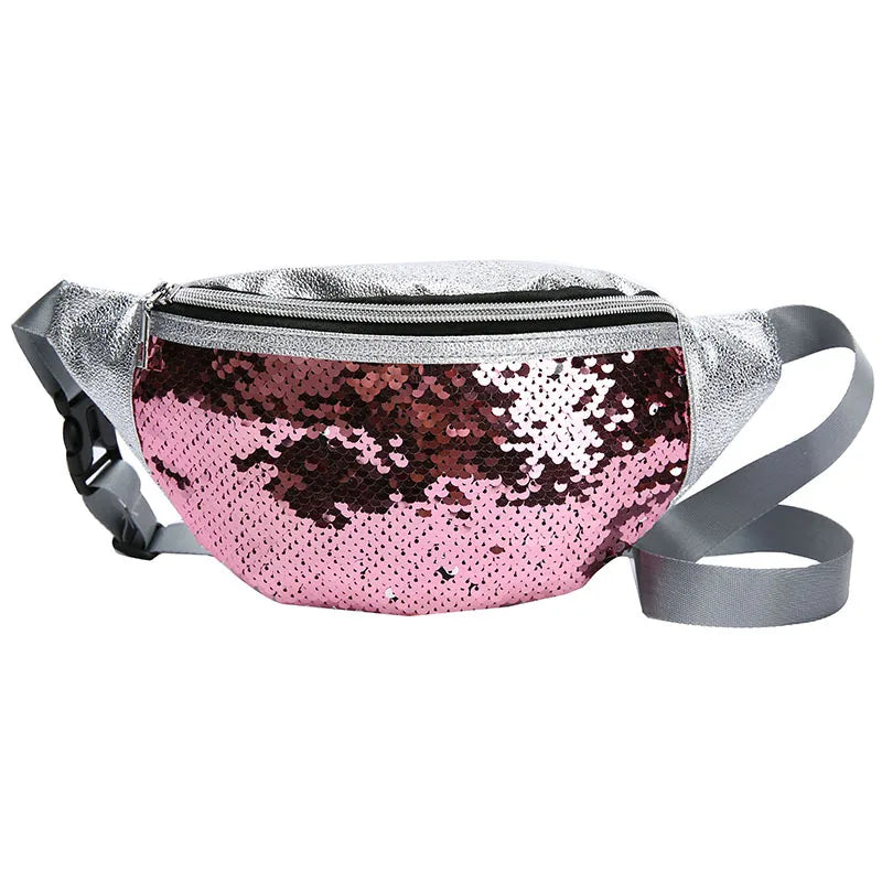 Sequined Holographic Fanny Pack Phone Messenger Bag