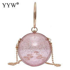 Sequined Round Handbags Party Bag With Chain Sling Bags Womens Mini Ring Handbag