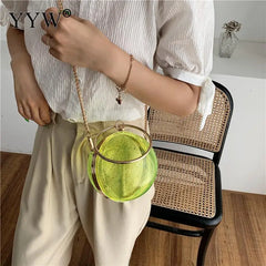 Sequined Round Handbags Party Bag With Chain Sling Bags Womens Mini Ring Handbag
