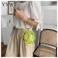 Sequined Round Handbags Party Bag With Chain Sling Bags Womens Mini Ring Handbag