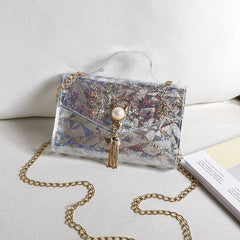 Sequins Applique Mini Sling Bag Crossbody Messenger Small Leather Bag