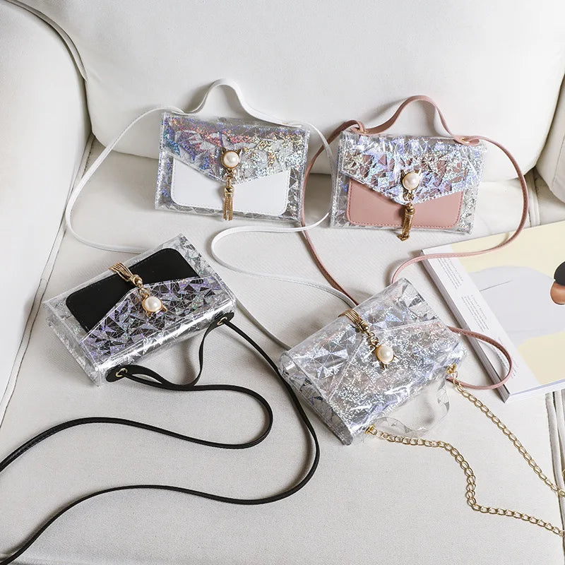 Sequins Applique Mini Sling Bag Crossbody Messenger Small Leather Bag