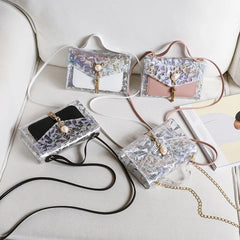 Sequins Applique Mini Sling Bag Crossbody Messenger Small Leather Bag