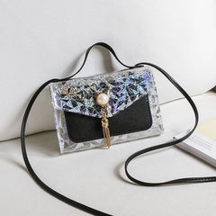 Sequins Applique Mini Sling Bag Crossbody Messenger Small Leather Bag