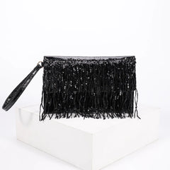 Sequins Evening Clutch Bag Tassel Small Handbag Party Bag Women Purse Wallet