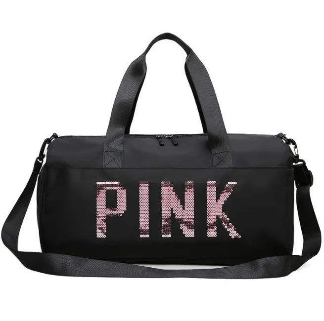 Sequins PINK Travel Bag Women Fitness Training Bag For Sports Gym