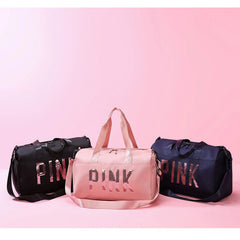 Sequins PINK Travel Bag Women Fitness Training Bag For Sports Gym