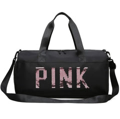 Sequins PINK Travel Bag Women Fitness Training Bag For Sports Gym