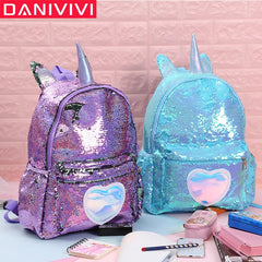 Sequins Unicorn School Bags for Girls Backpack Kids School Bag